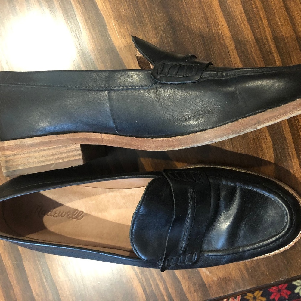 Madewell Black Leather Elinor Loafers